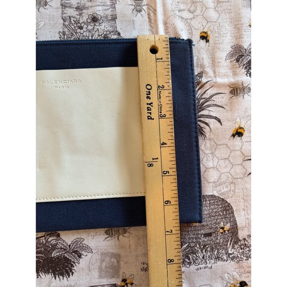 BALENCIAGA PARIS Pouch Travel Zip Bag Clutch Navy & White - Picture 7 of 7